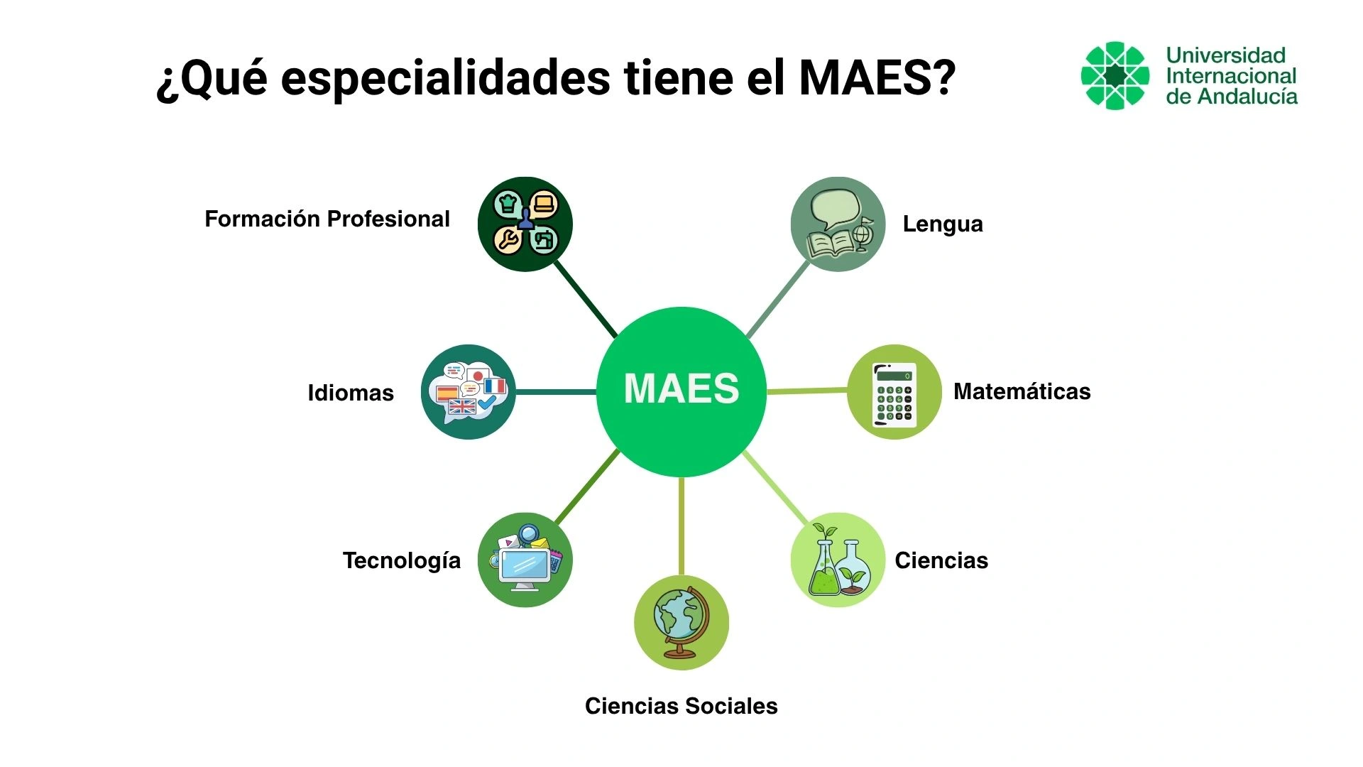 Áreas de especialización relacionadas con el Máster de Profesorado en Secundaria, Bachillerato, FP e idiomas