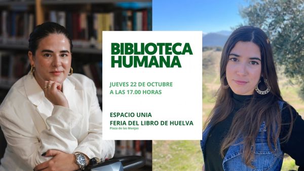 Cartel de Biblioteca Humana con Anabel Domínguez y May Ayamonte