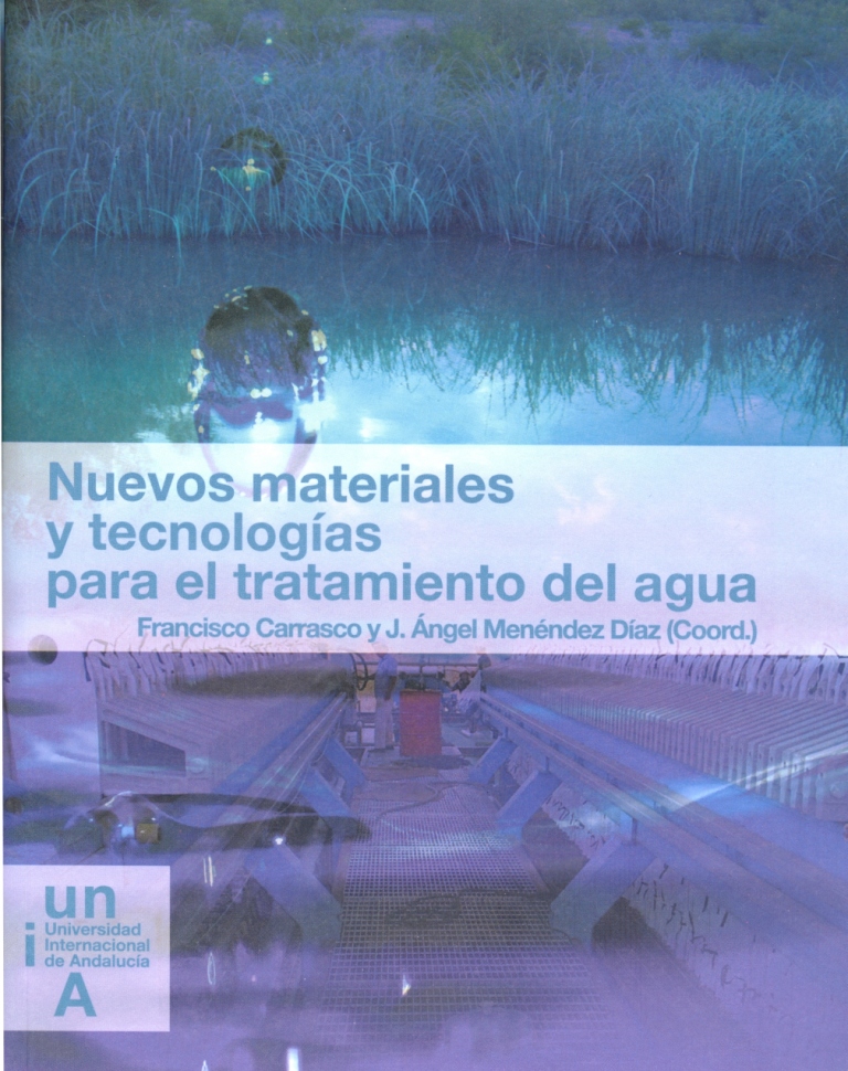 Portada en tonos azules, donde se ve una fotografías de un cañaveral con una barca y una gota de agua.