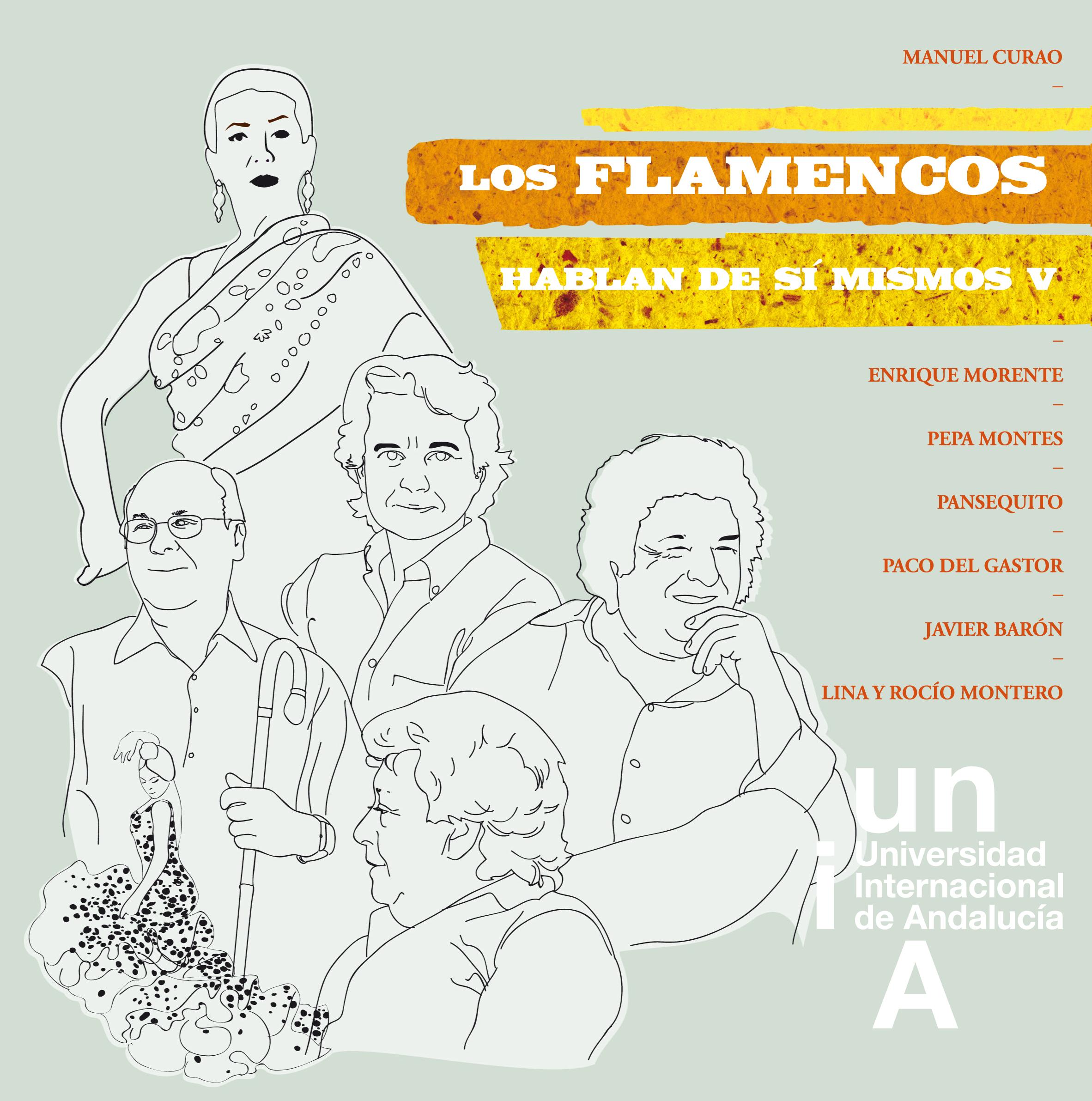 En portada, silueta de cada uno de los artistas entrevistados en el libro, sobre fondo gris verdoso.