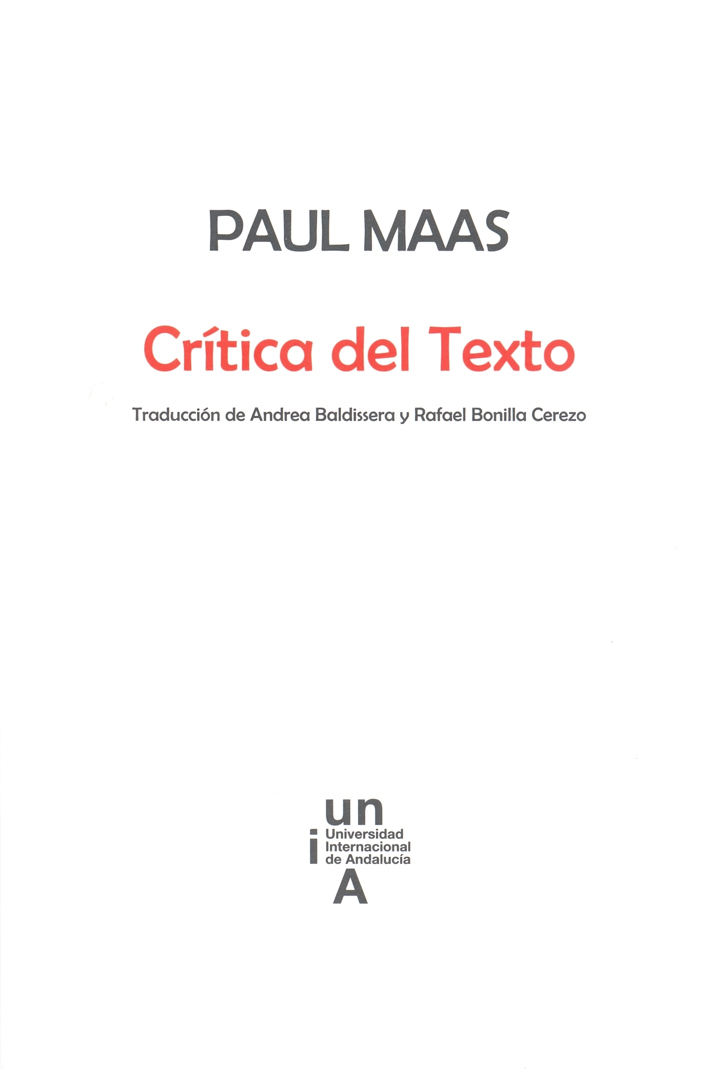 Paul Maas. Crítica del texto